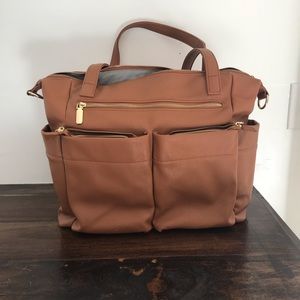 Vegan leather Backpack diaper bag.
